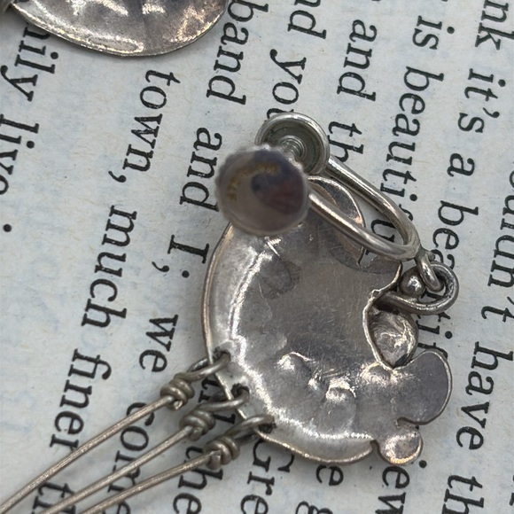 Vintage Modernist Brutalist Screw-Back Sterling Silver Earrings - Picture 4 of 5